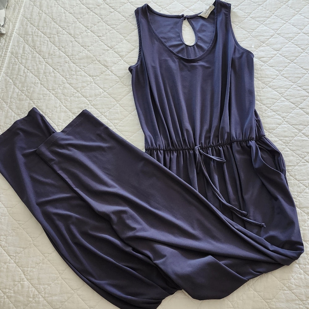 Sleeveless Jumpsuit, Charcoal Grey, Made in USA, Size L